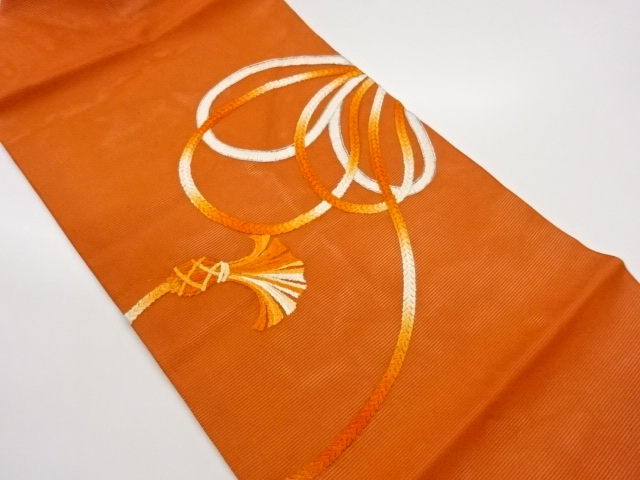 紗 銀駒刺繍組紐模様名古屋帯